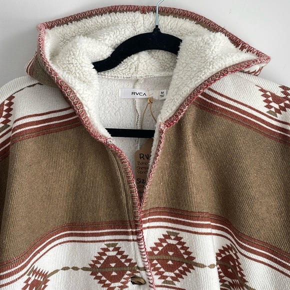 RVCA Boho Western Cardigan Poncho - Sherpa lined - Size Medium - Picture 4 of 7
